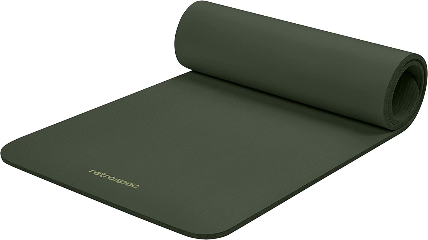 Retrospec Solana Yoga Mat 1/2" Thick W/Nylon Strap for Men & Women - Non Slip Exercise Mat for Yoga, Pilates, Stretching, Floor & Fitness Workouts