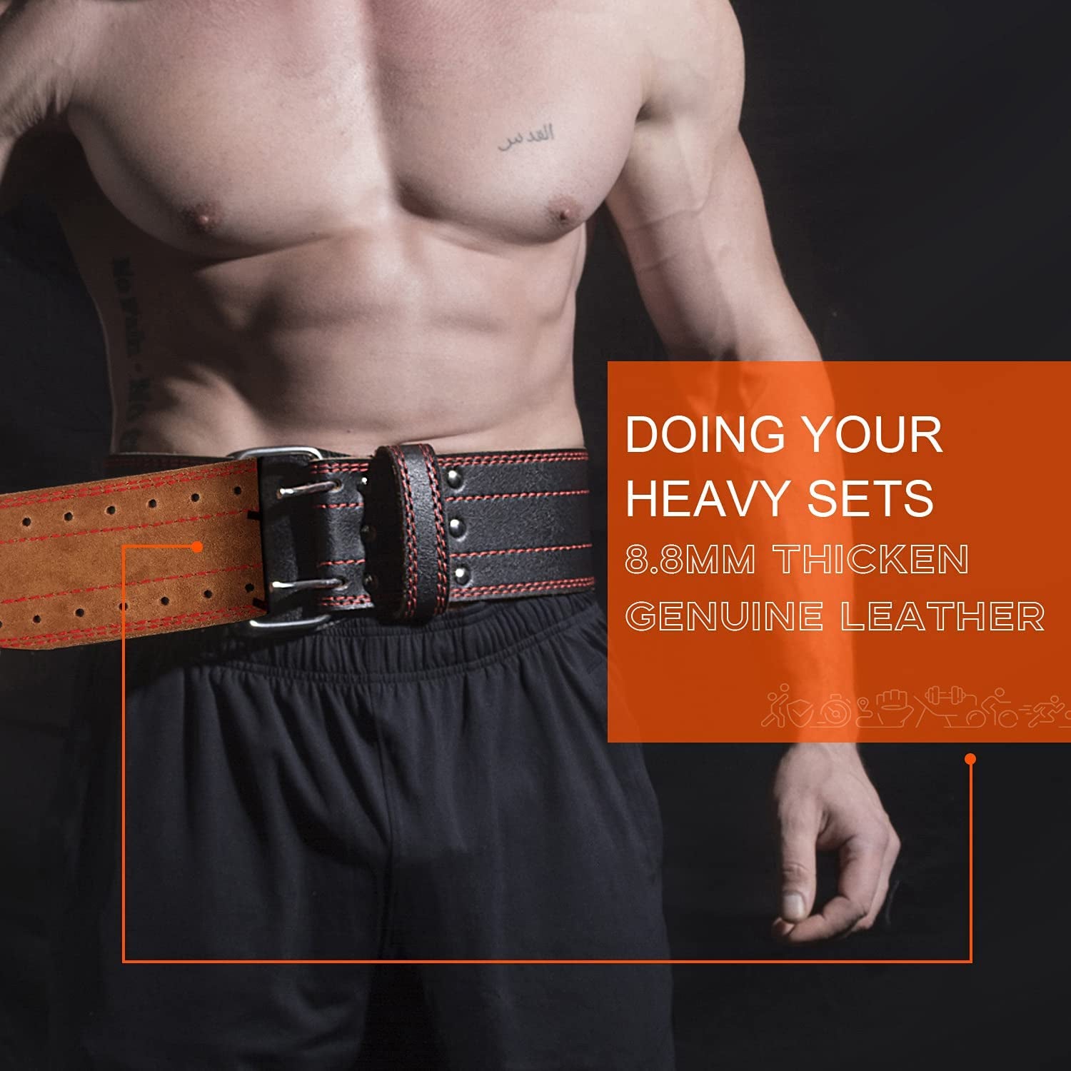 Jaffick Genuine Leather Weight Lifting Belt of 4 Inches Wide Lower Back Support and Injury Prevention for Gym Fitness Workout Cross Training for Men and Women Squat Deadlift up to 800 Lbs