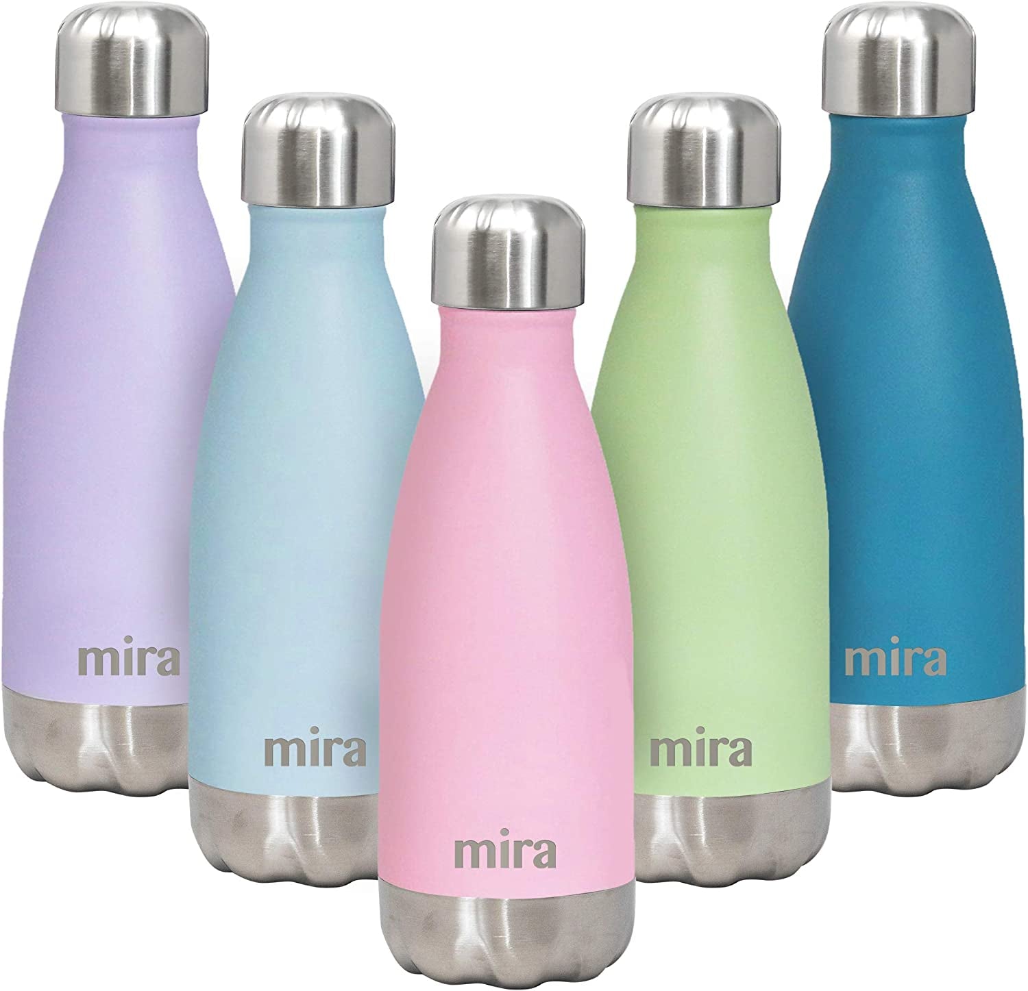MIRA 12 Oz Insulated Water Bottle - Slim Stainless Steel Cola Shape Thermos - Double Wall Hot & Cold Flask (24Hr Cold/12Hr Hot) - Black