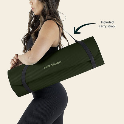 Retrospec Solana Yoga Mat 1/2" Thick W/Nylon Strap for Men & Women - Non Slip Exercise Mat for Yoga, Pilates, Stretching, Floor & Fitness Workouts