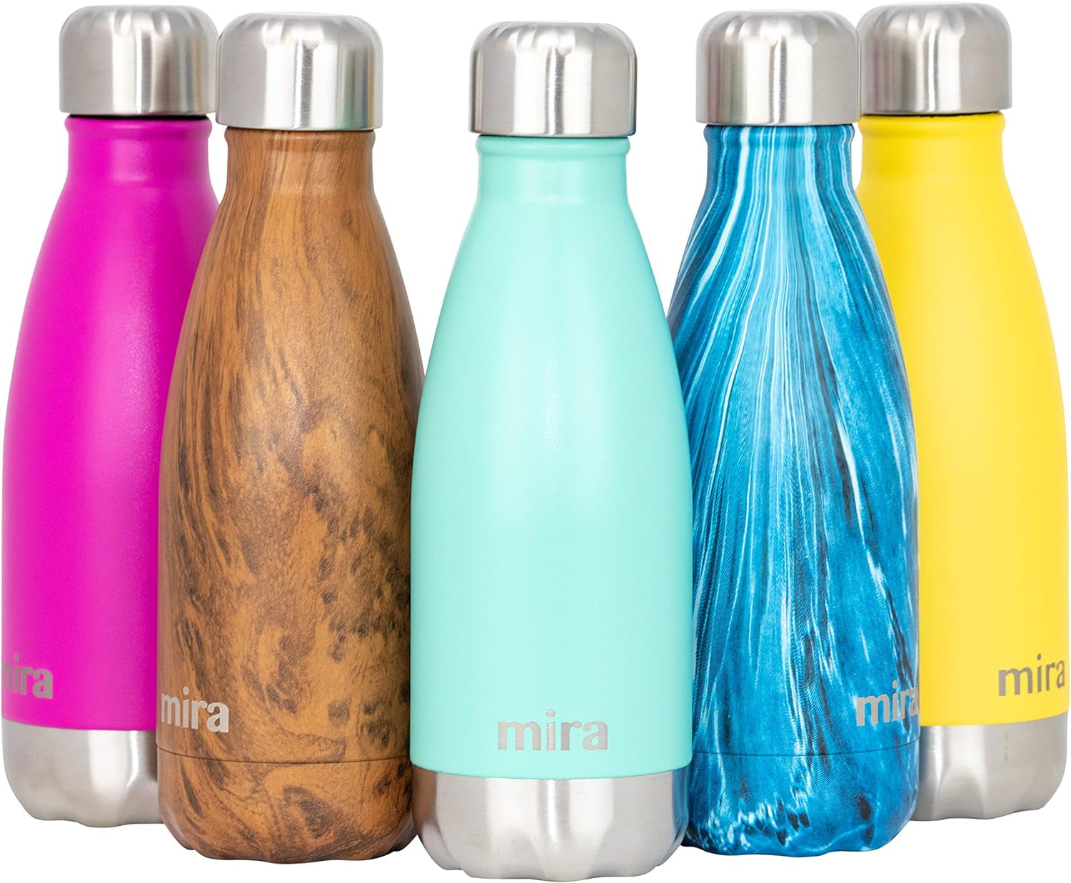 MIRA 12 Oz Insulated Water Bottle - Slim Stainless Steel Cola Shape Thermos - Double Wall Hot & Cold Flask (24Hr Cold/12Hr Hot) - Black