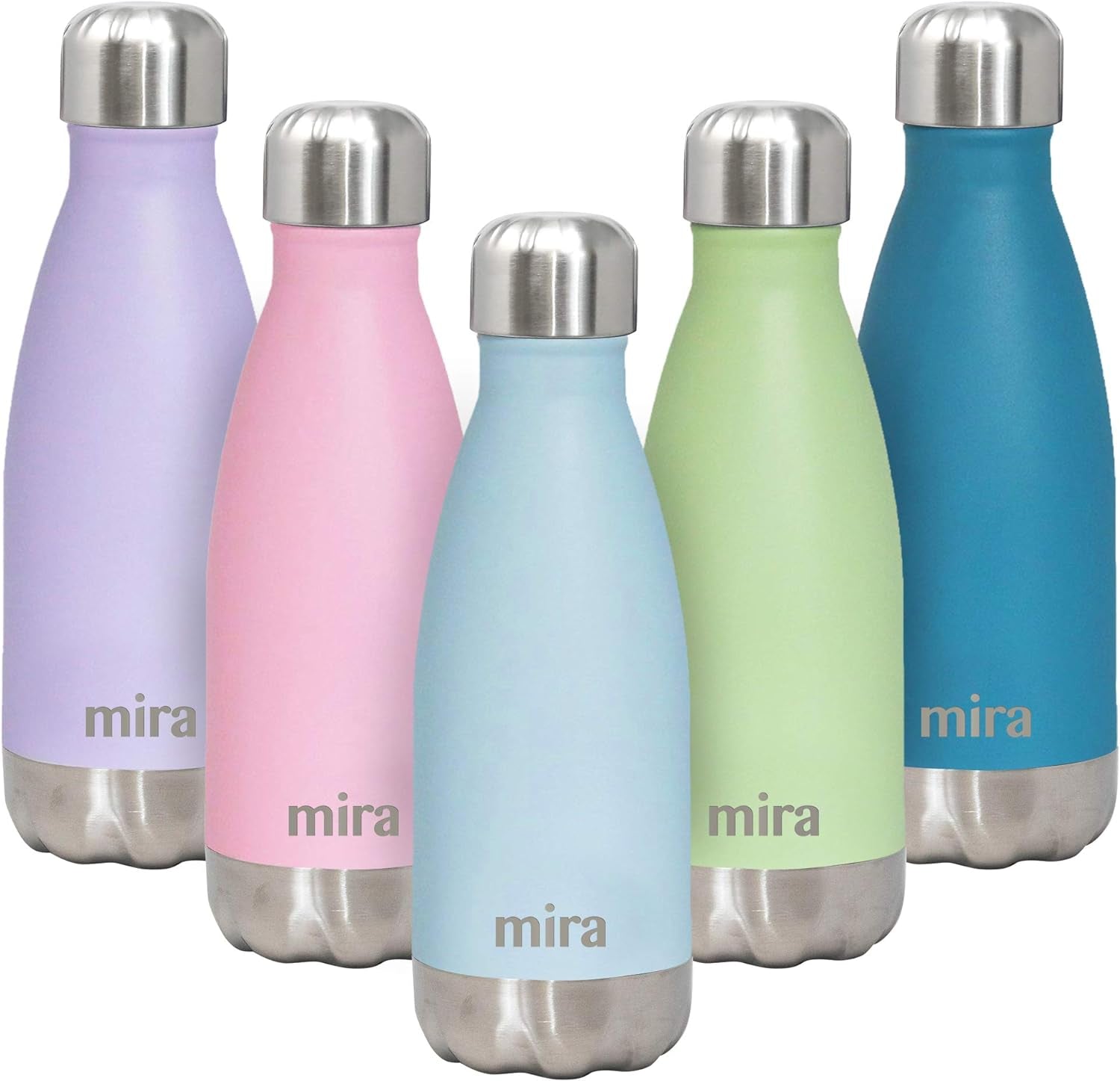 MIRA 12 Oz Insulated Water Bottle - Slim Stainless Steel Cola Shape Thermos - Double Wall Hot & Cold Flask (24Hr Cold/12Hr Hot) - Black