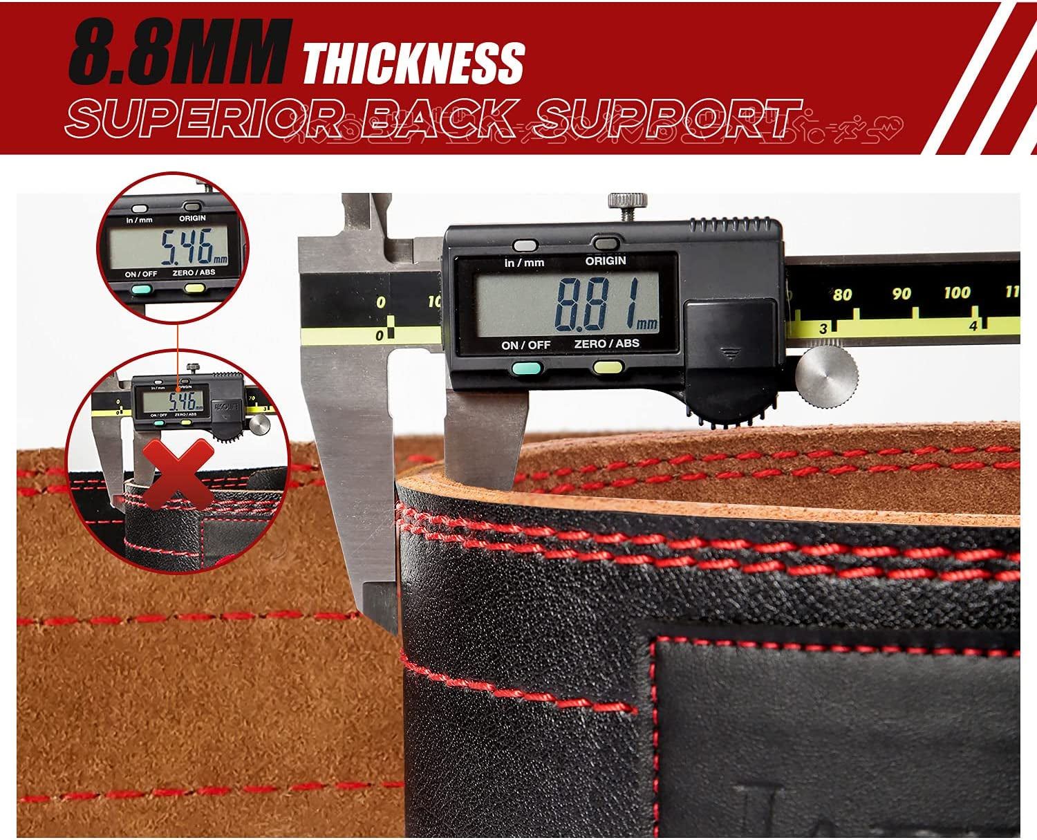 Jaffick Genuine Leather Weight Lifting Belt of 4 Inches Wide Lower Back Support and Injury Prevention for Gym Fitness Workout Cross Training for Men and Women Squat Deadlift up to 800 Lbs