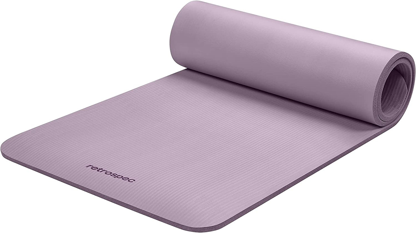 Retrospec Solana Yoga Mat 1/2" Thick W/Nylon Strap for Men & Women - Non Slip Exercise Mat for Yoga, Pilates, Stretching, Floor & Fitness Workouts