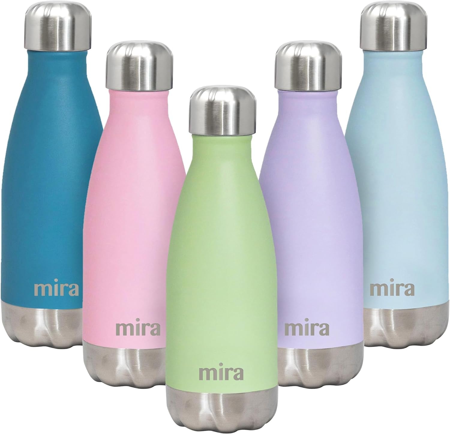 MIRA 12 Oz Insulated Water Bottle - Slim Stainless Steel Cola Shape Thermos - Double Wall Hot & Cold Flask (24Hr Cold/12Hr Hot) - Black